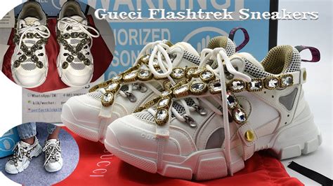 gucci flashtrek white on feet|Gucci embroidered sneakers.